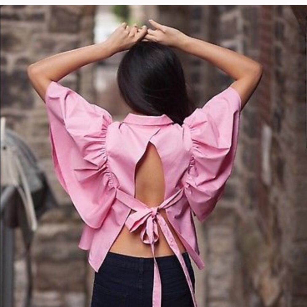 ZARA PINK PUFF SLEEVE BLOUSE -NWT - Picture 4 of 5